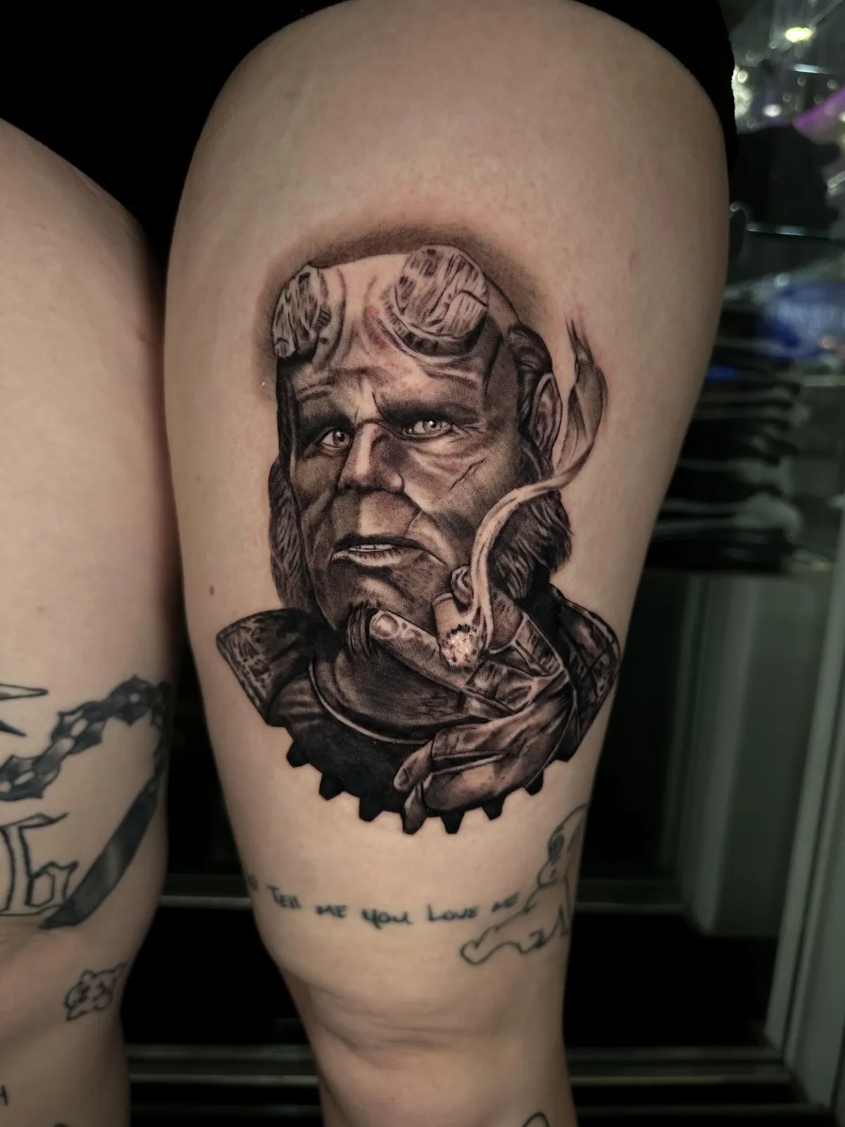 Shaded sleeve tattoo detail