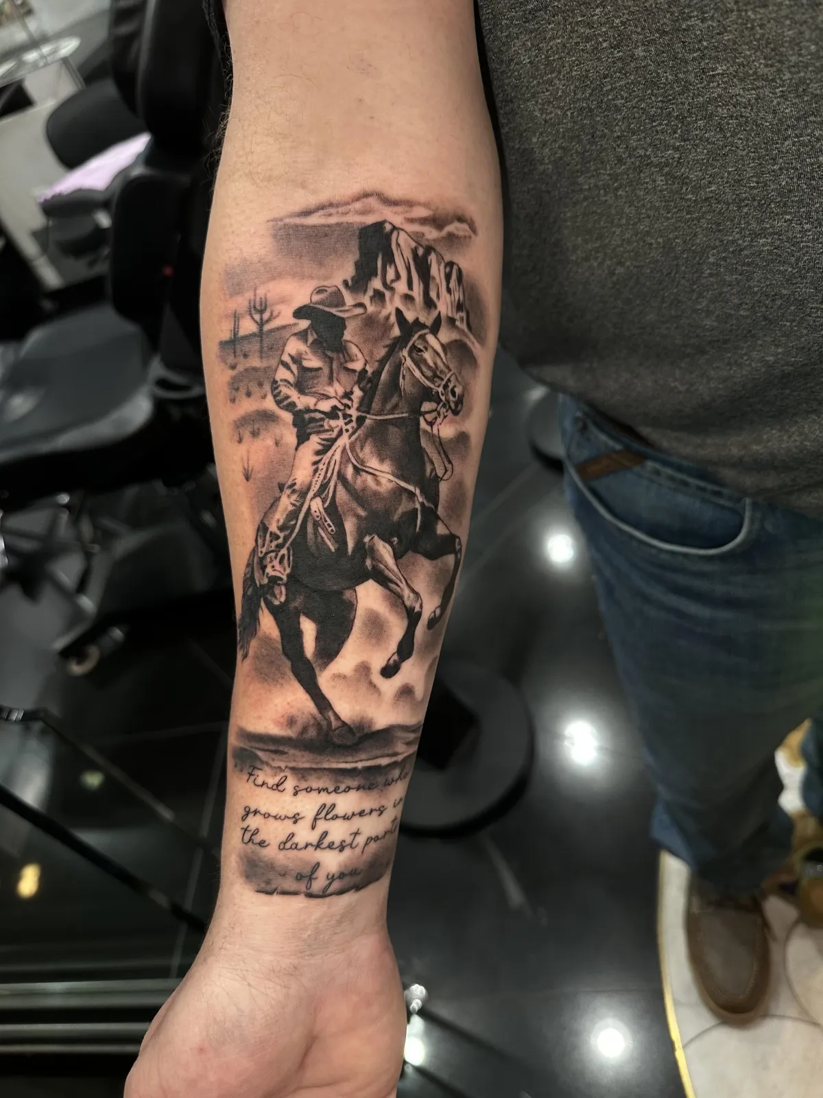 Bold blackwork tattoo on the arm